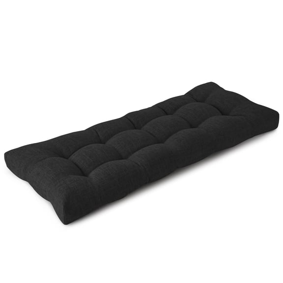 Black Tufted Bench Cushion for Indoor Furniture - Soft Seat Pad for Dining