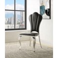 thumbnail image 1 of Black Tufted Side Dining Chairs - 2-Pack with Stainless-Steel Frame, 1 of 6
