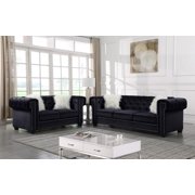Black Tufted Velvet Sofa Set Contemporary 2Pcs Contemporary McFerran SF2012