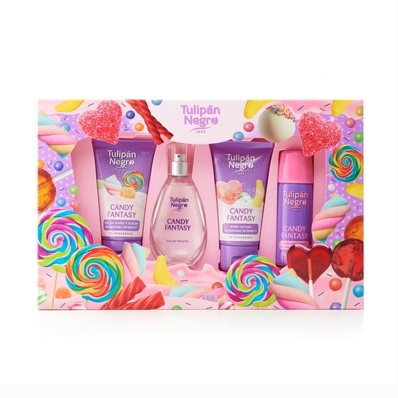Black Tulip Gift Box 4 pc, Candy Fantasy (Body Wash, Eau de Toilette, Body Lotion and Spray Deodorant)