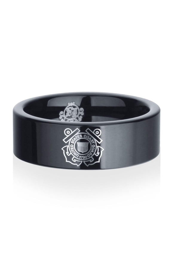Black Tungsten Coast Guard Ring