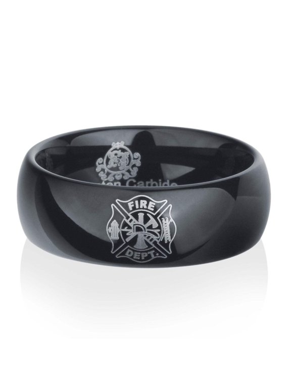 Black Tungsten Firefighter's Ring