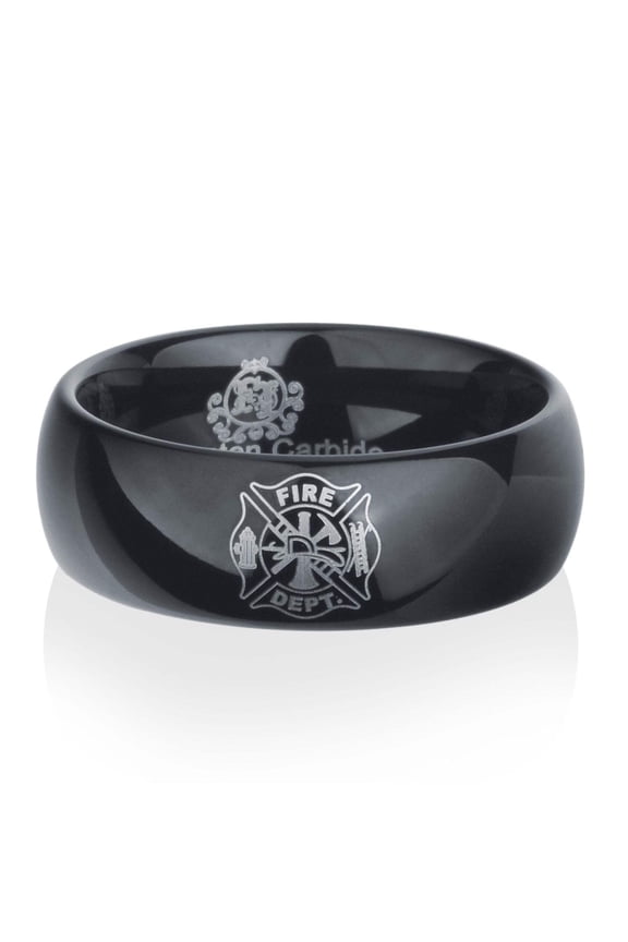 Black Tungsten Firefighter's Ring