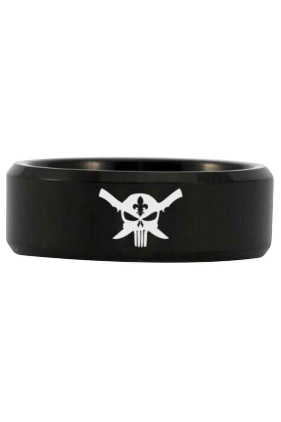 Black Tungsten French Hunter Cross Knife Ring