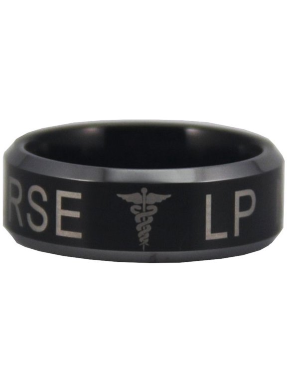 Black Tungsten Licensed Practical Nurse New Logo Ring