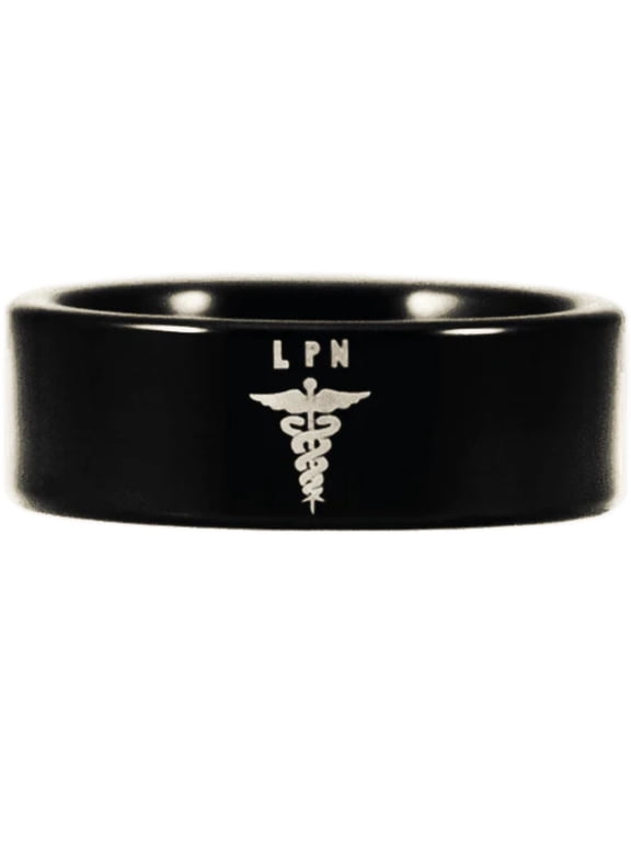 Black Tungsten Licensed Practical Nurse Ring