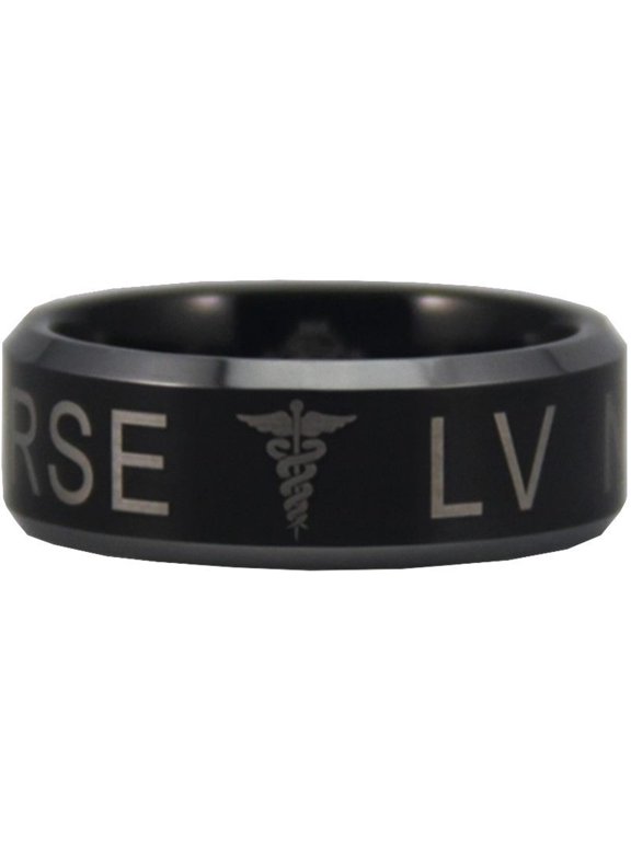 Black Tungsten Licensed Vocational Nurse New Logo Ring