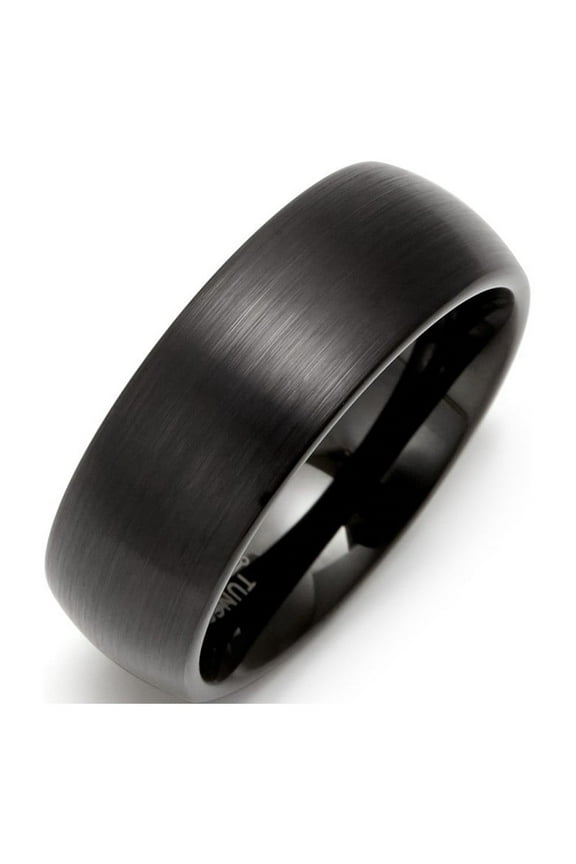 Black Tungsten Men's 8mm Brushed Ring, Ring Sizes 8 to 12