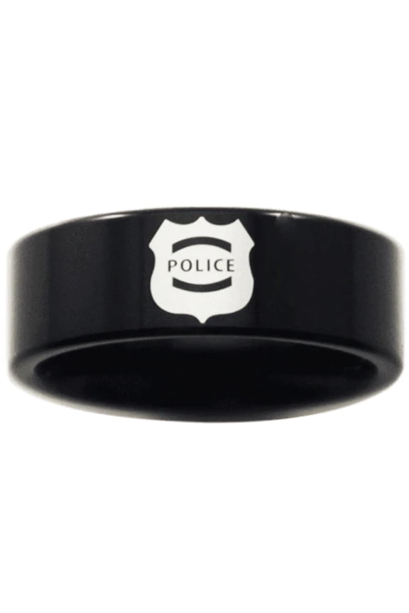 Black Tungsten Police Ring