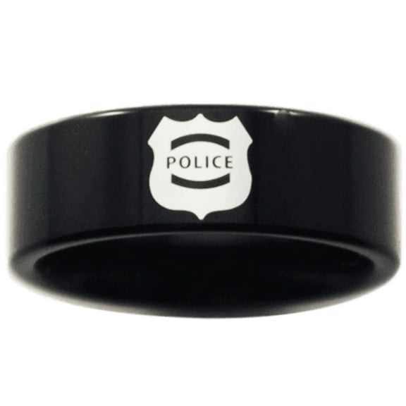 Black Tungsten Police Ring