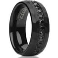 thumbnail image 1 of Black Tungsten Ring,8mm Wedding Ring,CZ Wedding Ring,Hammered Wedding Ring,Tungsten Carbide Ring,Man's Ring, 1 of 4