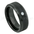 thumbnail image 1 of Black Tungsten Ring Beveled Edge - 0.07ct Solitaire Aquamarine Ring - Personalized Tungsten Wedding Ring - Custom Made March Birthstone Ring TN663BS, 1 of 1