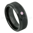 thumbnail image 1 of Black Tungsten Ring Beveled Edge - 0.07ct Solitaire Pink Tourmaline Ring - Personalized Tungsten Wedding Ring - Custom Made October Birthstone Ring TN663BS, 1 of 1