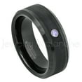 thumbnail image 1 of Black Tungsten Ring Beveled Edge - 0.07ct Solitaire Tanzanite Ring - Personalized Tungsten Wedding Ring - Custom Made December Birthstone Ring TN663BS, 1 of 1