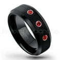 thumbnail image 1 of Black Tungsten Ring Beveled Edge - 0.21ctw Garnet 3-stone Band - Personalized Tungsten Wedding Ring - Custom Made January Birthstone Ring TN166BS, 1 of 1