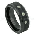 thumbnail image 1 of Black Tungsten Ring Beveled Edge - 0.21ctw Peridot 3-stone Band - Personalized Tungsten Wedding Ring - Custom Made August Birthstone Ring TN663BS, 1 of 1