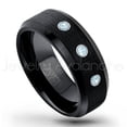 thumbnail image 1 of Black Tungsten Ring Beveled Edge - 0.21ctw Topaz 3-stone Band - Personalized Tungsten Wedding Ring - Custom Made November Birthstone Ring TN166BS, 1 of 1