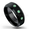 thumbnail image 1 of Black Tungsten Ring Beveled Edge - 0.21ctw Tsavorite 3-stone Band - Personalized Tungsten Wedding Ring - Custom Made January Birthstone Ring TN166BS, 1 of 1