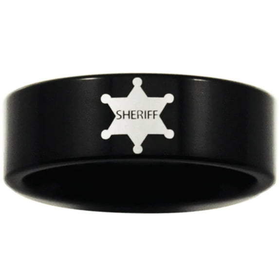 Black Tungsten Sheriff Ring