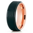 thumbnail image 1 of Black Tungsten Wedding Band Rose Gold Tungsten Ring Brush Olivit Tungsten Carbide Men Women Comfort Fit, 1 of 3