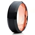 thumbnail image 1 of Rose Gold Tungsten Wedding Ring,Black Tungsten Ring,Black Wedding Ring,Tungsten Carbide Ring,Anniversary Ring,Comfort, 1 of 3