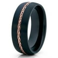 thumbnail image 1 of Black Tungsten Wedding Band - Rose Gold Tungsten Ring - Braid Ring - Brush, 1 of 4