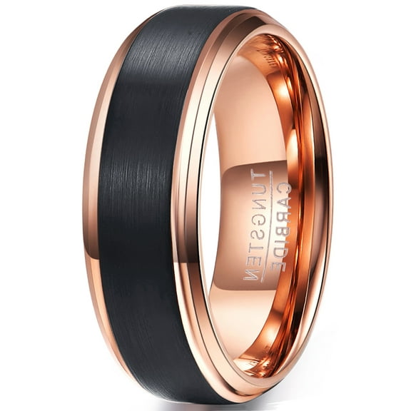 Black Tungsten Wedding Band for Men Women Brushed Finish Engagement Ring Polished Beveled Edges Comfort Fit Size 5-15