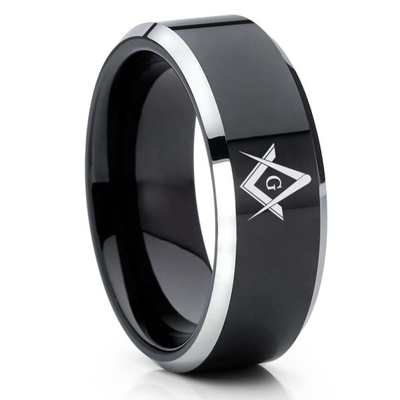 Black Tungsten Wedding Ring,8mm Wedding Ring,Anniversary Ring,Engagement Ring,Masonic Ring,Comfort Fit