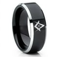 thumbnail image 1 of Black Tungsten Wedding Ring,8mm Wedding Ring,Anniversary Ring,Engagement Ring,Masonic Ring,Comfort Fit, 1 of 4