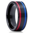 thumbnail image 1 of Black Tungsten Wedding Ring,8mm Wedding Ring,Red Wedding Band,Blue Wedding Ring,Tungsten Carbide Ring, 1 of 4