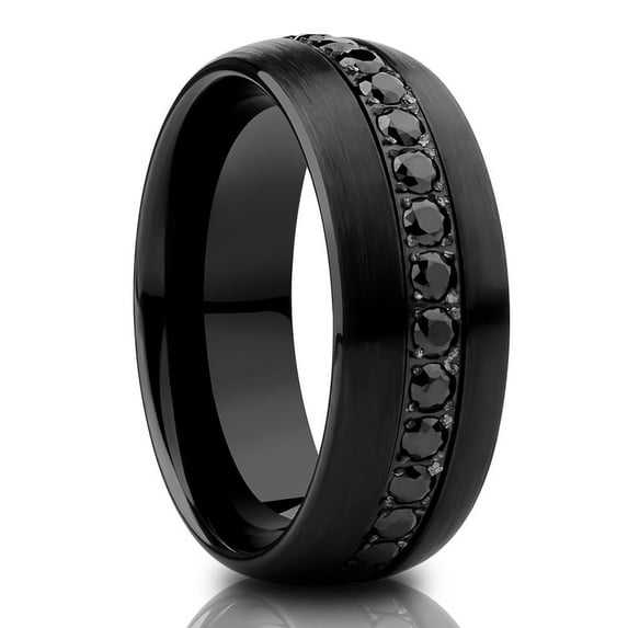 Black Tungsten Wedding Ring,CZ Wedding Ring,Tungsten Carbide Ring,Man's Wedding Ring,Comfort Fit Ring,8mm