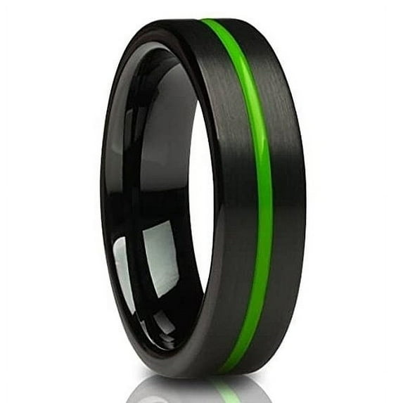 Black Tungsten Wedding Ring,Green Tungsten Ring,Engagement Ring,6mm Black Tungsten Ring,Comfort Fit