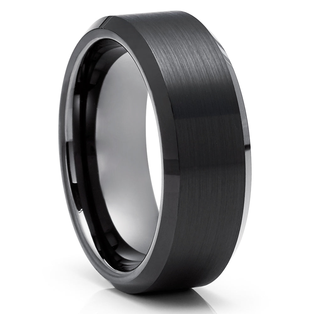 Black Tungsten Wedding Ring,Gunmetal Tungsten Ring,8mm Wedding Ring,Tungsten Carbide Ring ...
