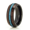 thumbnail image 1 of Black Tungsten Wedding Ring,Koa Wood Wedding Ring,8mm Wedding Ring,Tungsten Wedding Band,Anniversary Ring,Turquoise, 1 of 3