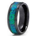 thumbnail image 1 of Black Tungsten Wedding Ring,Opal Wedding Ring,Black Tungsten Ring,Turquoise & Blue Opal,Wedding Ring, 1 of 3