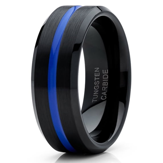 Black Tungsten Wedding Ring Purple Tungsten Ring Anniversary Ring 8mm Purple Tungsten Ring Comfort Fit