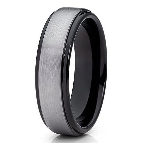 Black Tungsten Wedding Ring,6mm Wedding Ring,Tungsten Wedding Band,Gray Tungsten Ring,Anniversary Ring,Comfort Fit
