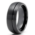 thumbnail image 1 of Black Tungsten Wedding Ring,8mm Wedding Ring,Black Tungsten Ring,Mans Wedding Ring,Offset Groove,Comfort Fit, 1 of 3