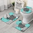 thumbnail image 1 of Black Turquoise and Gray Floral Pattern Bathroom Rugs Sets 3 Piece,Toilet Cover Set,Absorbent Non Slip Bathroom Mats Sets with U-Shaped Contour Rug Toilet Rug Set, 1 of 5
