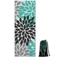 thumbnail image 1 of Black Turquoise and Gray Floral Pattern Hot Yoga Mat Towel Non Slip for Hot Yoga - Quick-Drying Yoga Mat Cover with 4 Corner Pockets with Travel Bag - Hot Yoga Towel Non Slip 70"x26", 1 of 6