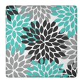 thumbnail image 1 of Black Turquoise and Gray Floral Pattern Square Fitted Tablecloth with Elastic Edge,Square Table Cover,Washable Elastic Table Cover for Home Kitchen Party Decor 36"x36", 1 of 6