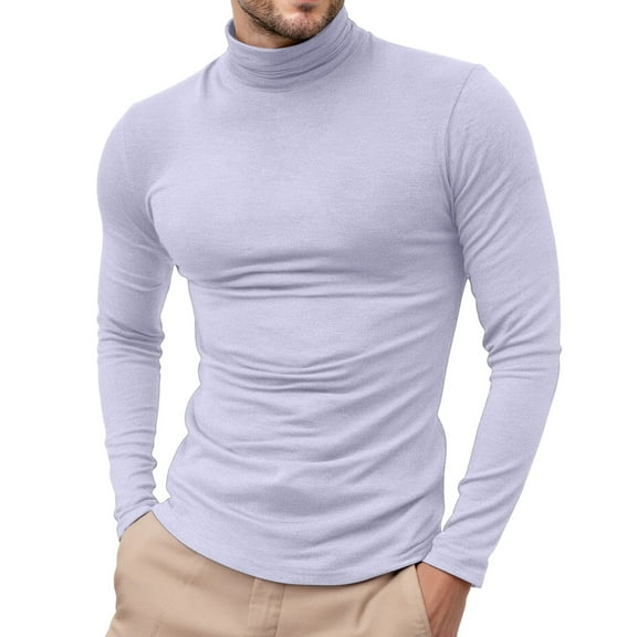 Dwelliawo White Turtle Neck Shirt Men Turtleneck Shirts Long Sleeve Ribbed Sweater Pullover Winter Pullover Tops Knitted Sweaters Casual Slim Fit Sweater White S