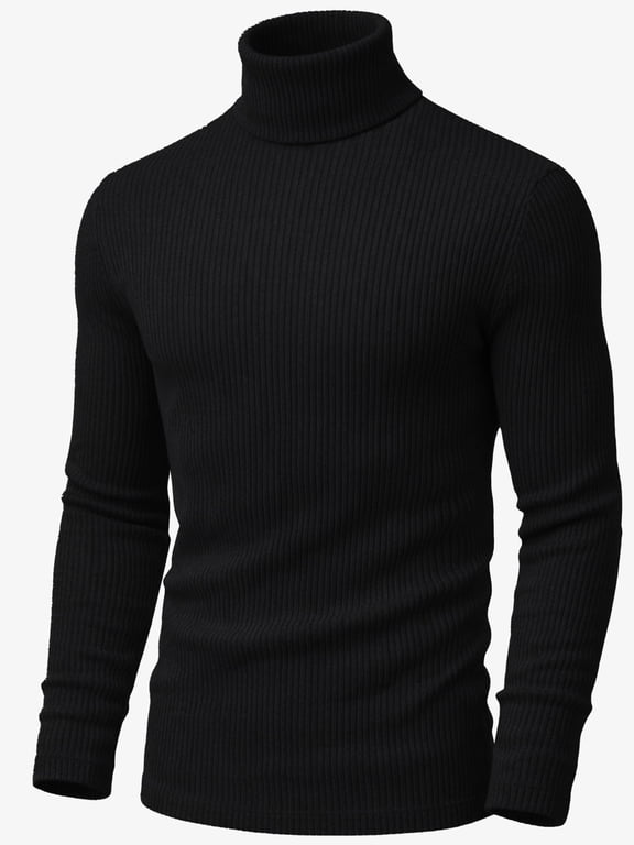 Black Turtleneck Men Long Sleeve Knitted Shirt Ultra SoftTurtle Neck Sweater James For Men (M)