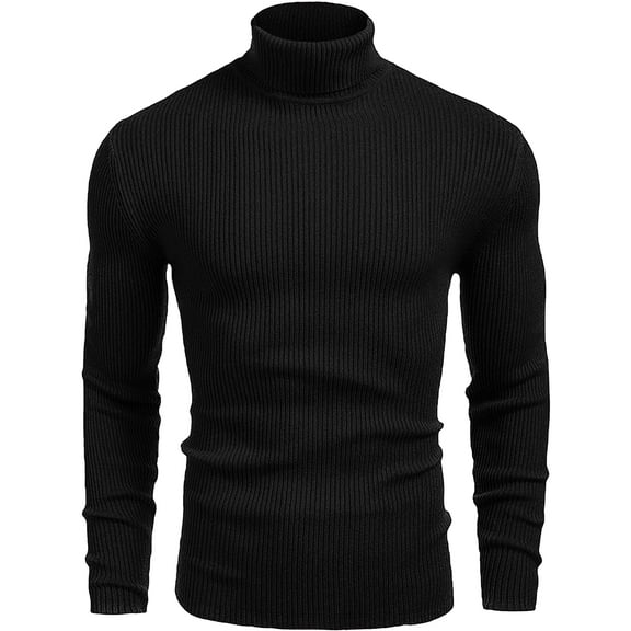 Black Turtleneck Men Long Sleeve Knitted Shirt Ultra SoftTurtle Neck Sweater James For Men (M)