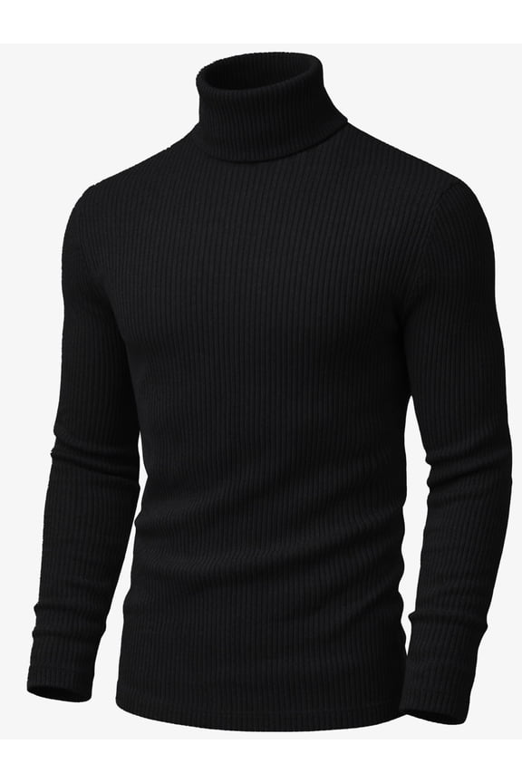 Black Turtleneck Men Long Sleeve Knitted Shirt Ultra SoftTurtle Neck Sweater James For Men (S)