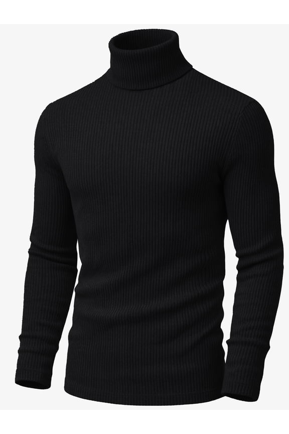 Black Turtleneck Men Long Sleeve Knitted Shirt Ultra SoftTurtle Neck Sweater James For Men (XXL)
