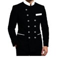 thumbnail image 1 of Black Tux Mandarin Collar Men's Suits 2 Piece Sets Silver Buttons Double Breasted Blazer Pants Suit XL, 1 of 1