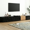 thumbnail image 1 of Black Tv Stand With Faux Marble & Walnut Look, 4 Drawer Storage, Accommodates 88" Tvs, Living Room Essential Element Stand, Storage Drawers, Fits Stylish Furniture, 1 of 6