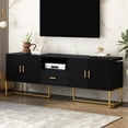 thumbnail image 1 of Black Tv Stand For Living Room, 70-inch Tvs, 1 Drawer, 2 Cabinets, Metal Legs, Cabinet, , , Stylish Room Piece, 1 of 6