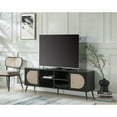 thumbnail image 1 of Black Tv Stand With Graceful Finish Metal Legs And Insert, For 60-inch Tvs, 4 Shelf Organizer Feature, 1 of 3